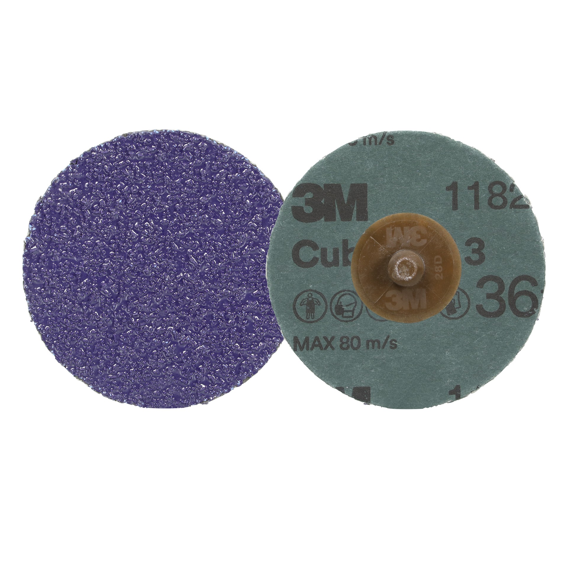 3M Cubitron™ 3 Roloc™ Fibre Disc 1182C, 36+, TR, Purple, 3 in (76.2 mm), Die R300V, 50/Carton, 200 ea/Case