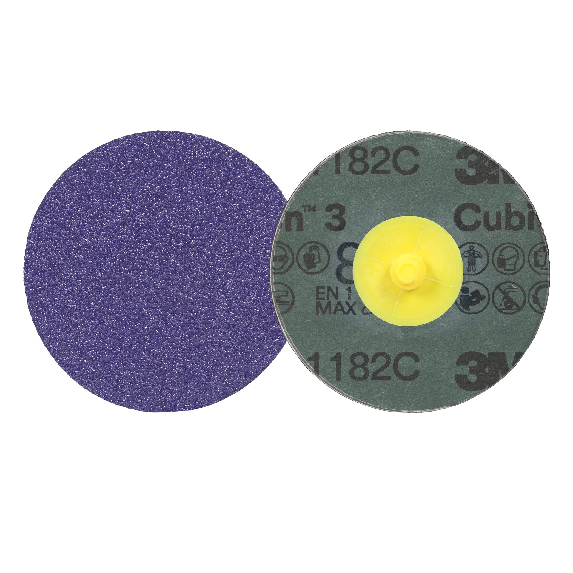 3M Cubitron™ 3 Roloc™ Fibre Disc 1182C, 80+, TR, Purple, 3 in (76.2 mm), Die R300V, 50/Carton, 200 ea/Case