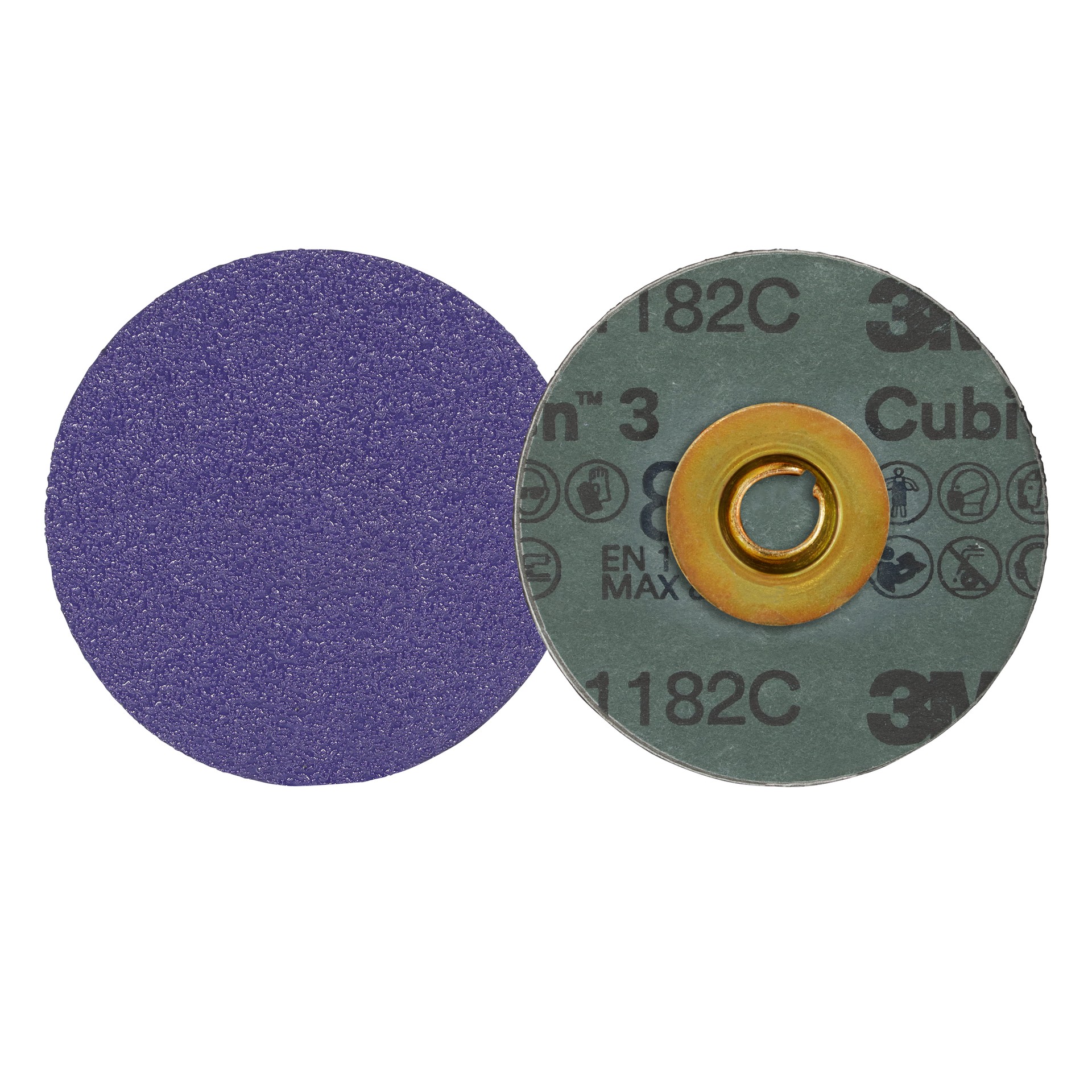 3M Cubitron™ 3 Roloc™ Fibre Disc 1182C, 80+, TSM, Purple, 3 in (76.2 mm), Die RS300VM, 50/Carton, 200 ea/Case