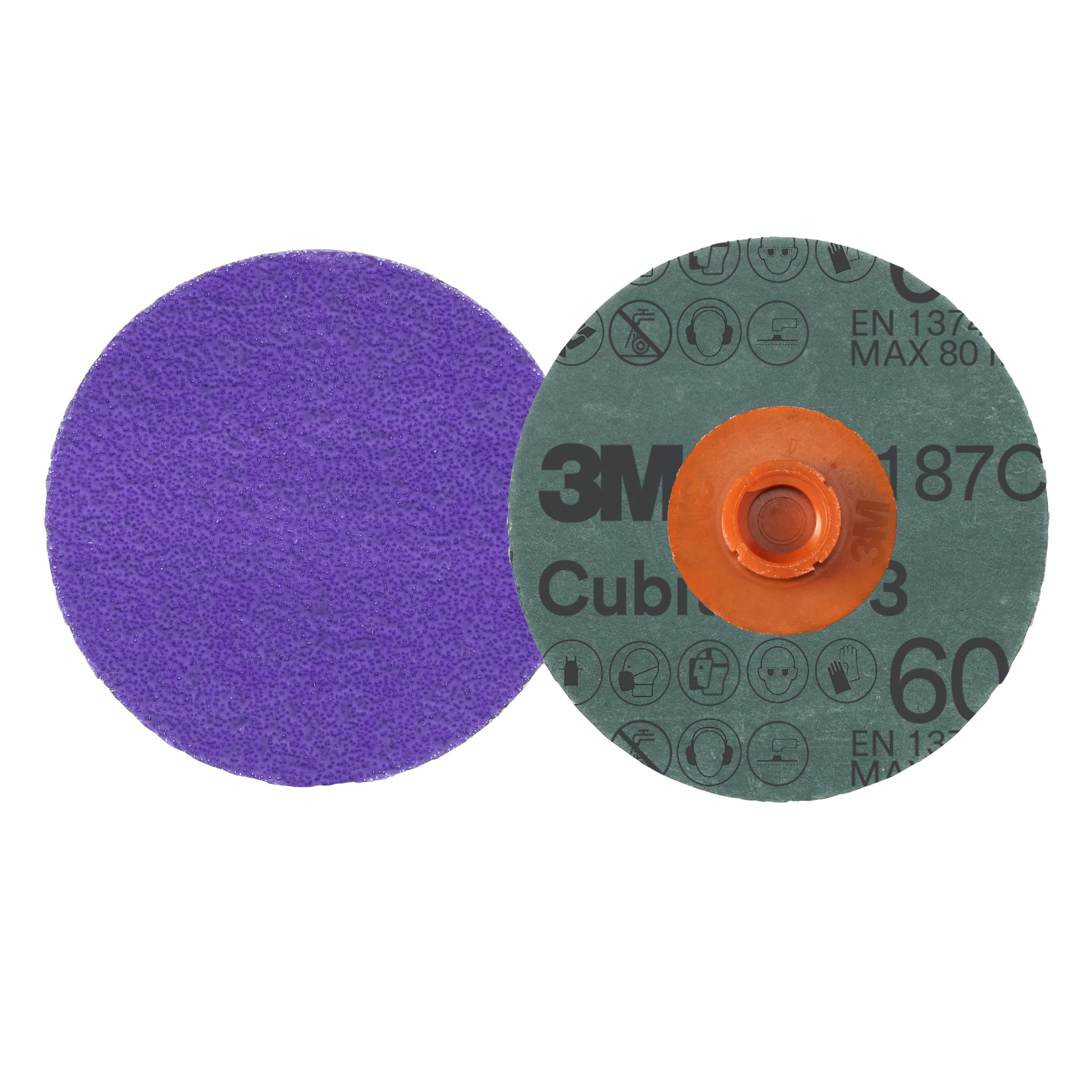 3M Cubitron™ 3 Roloc™ Fibre Disc 1187C, 60+, TS, Purple, 4 in (101.6 mm), Die RS400BB, 25/Carton, 100 ea/Case