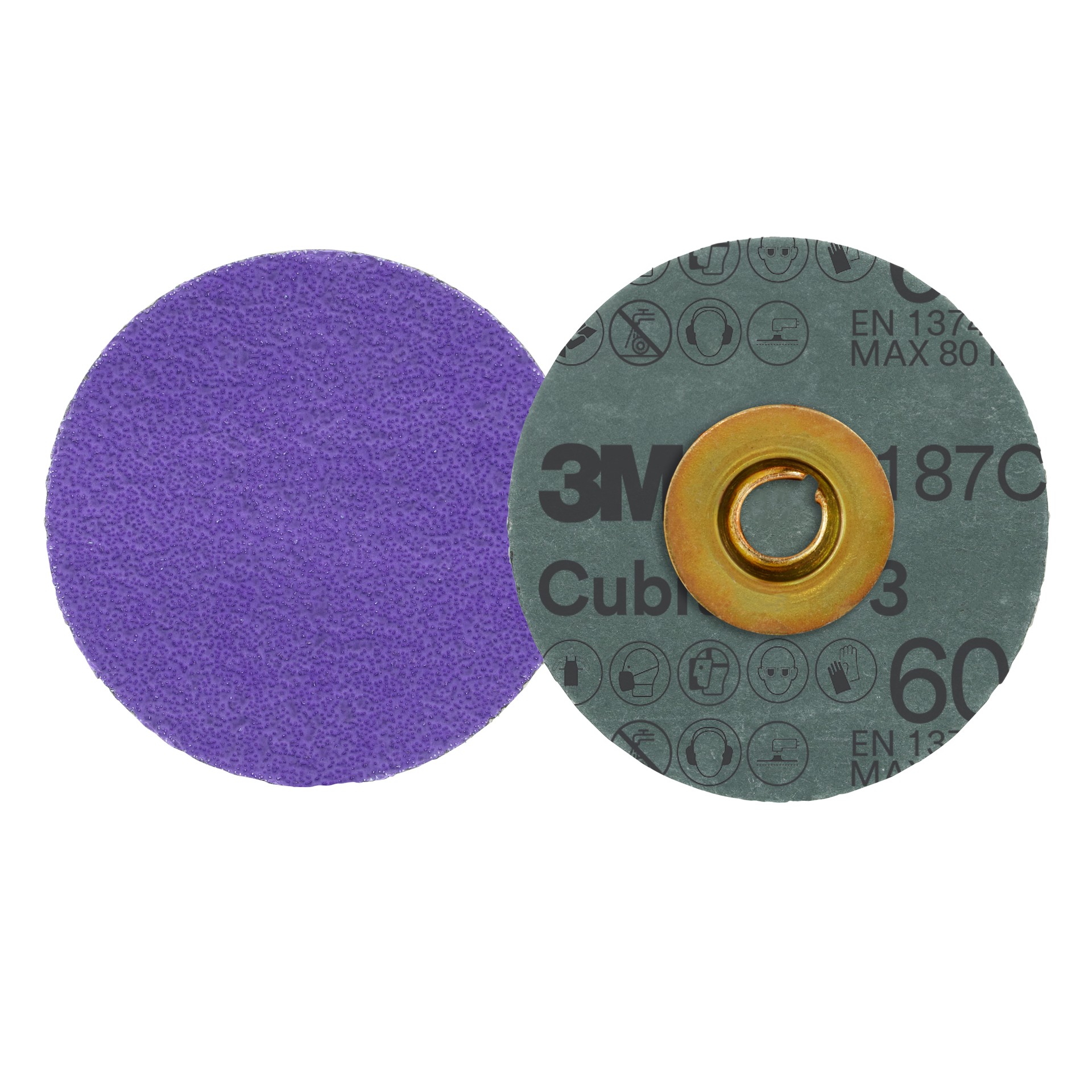 3M Cubitron™ 3 Roloc™ Fibre Disc 1187C, 60+, TSM, Purple, 3 in (76.2 mm), Die RS300VM, 50/Carton, 200 ea/Case