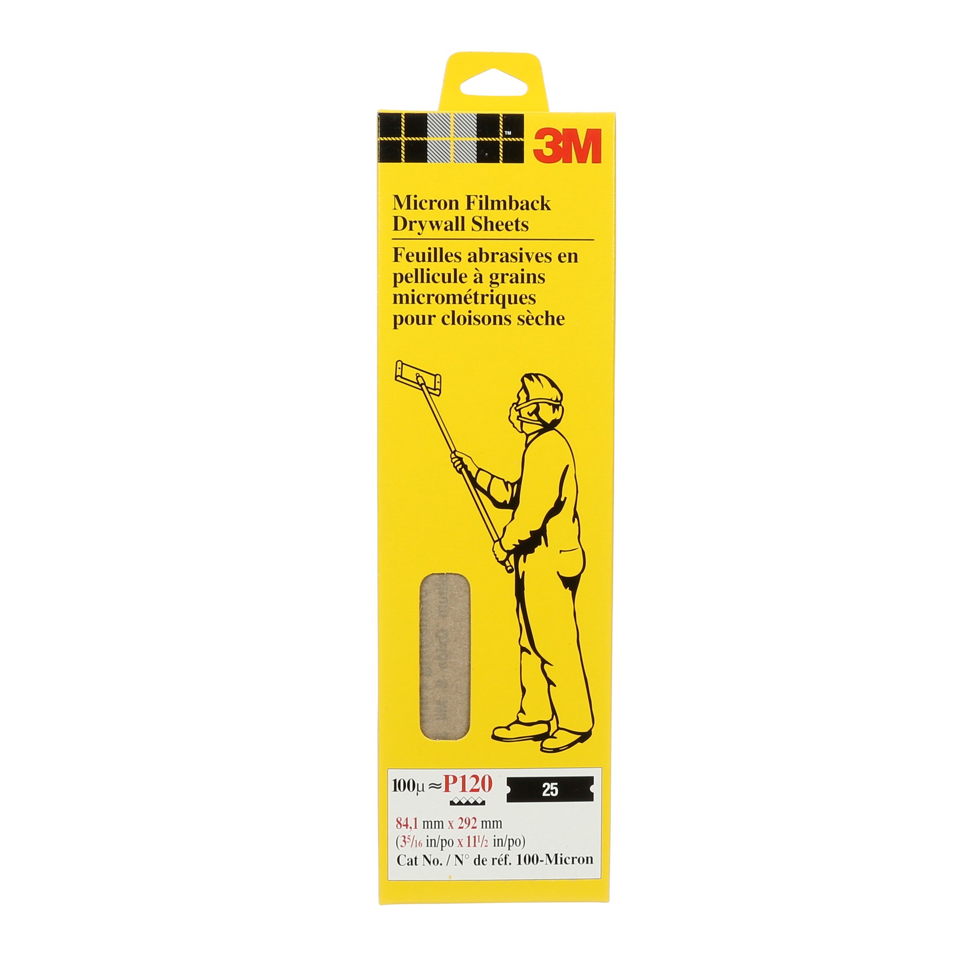 3M Micron Filmback Drywall Sheets, 100 Micron, P120, 3 5/16 in x 11 1/2 in, 25 Sheets/Pack