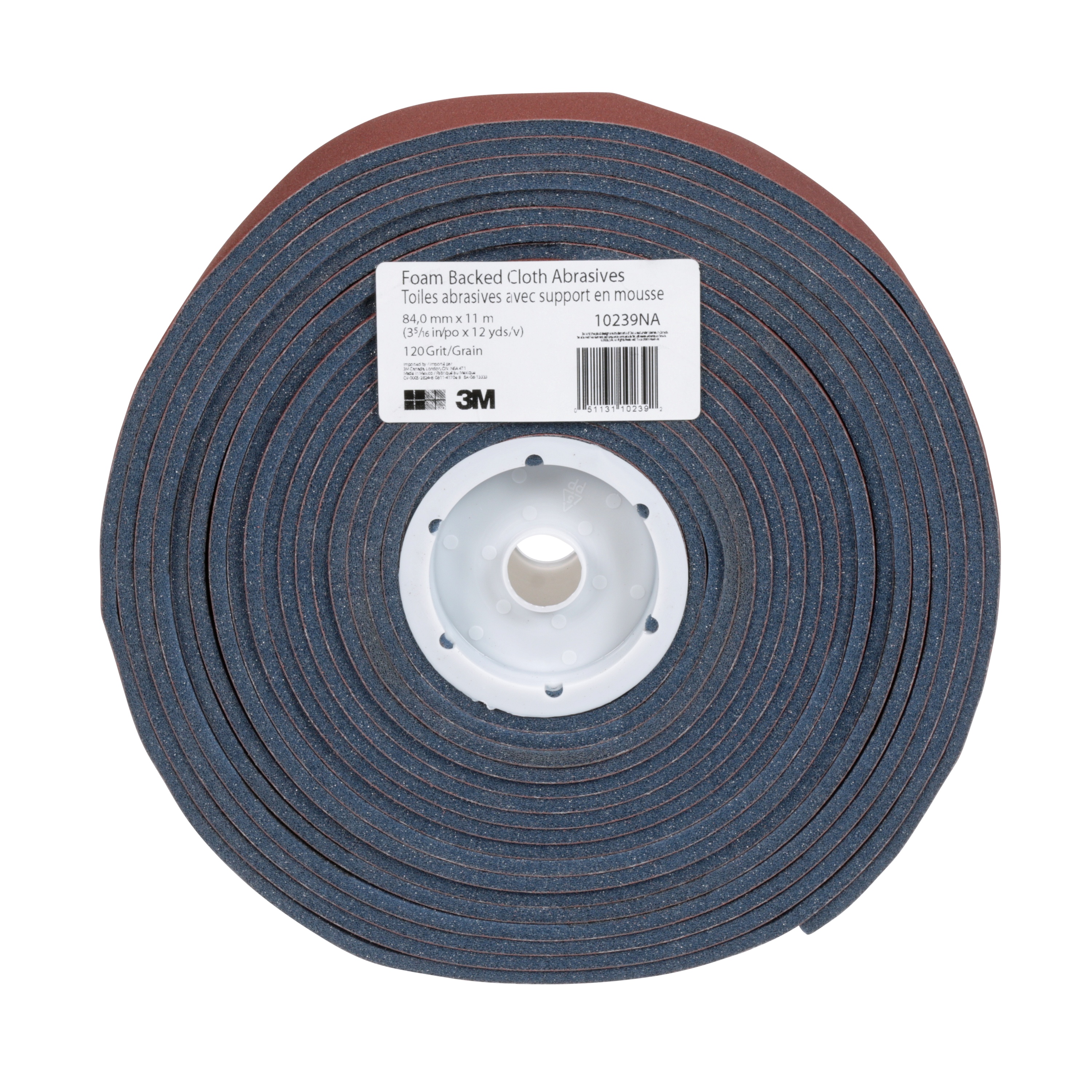 Toiles abrasives pour cloisons sèches avec support en mousse 10239NA 3M(MC), grain 120, 3 5/16 po x 12 v, 5 rouleaux/caisse