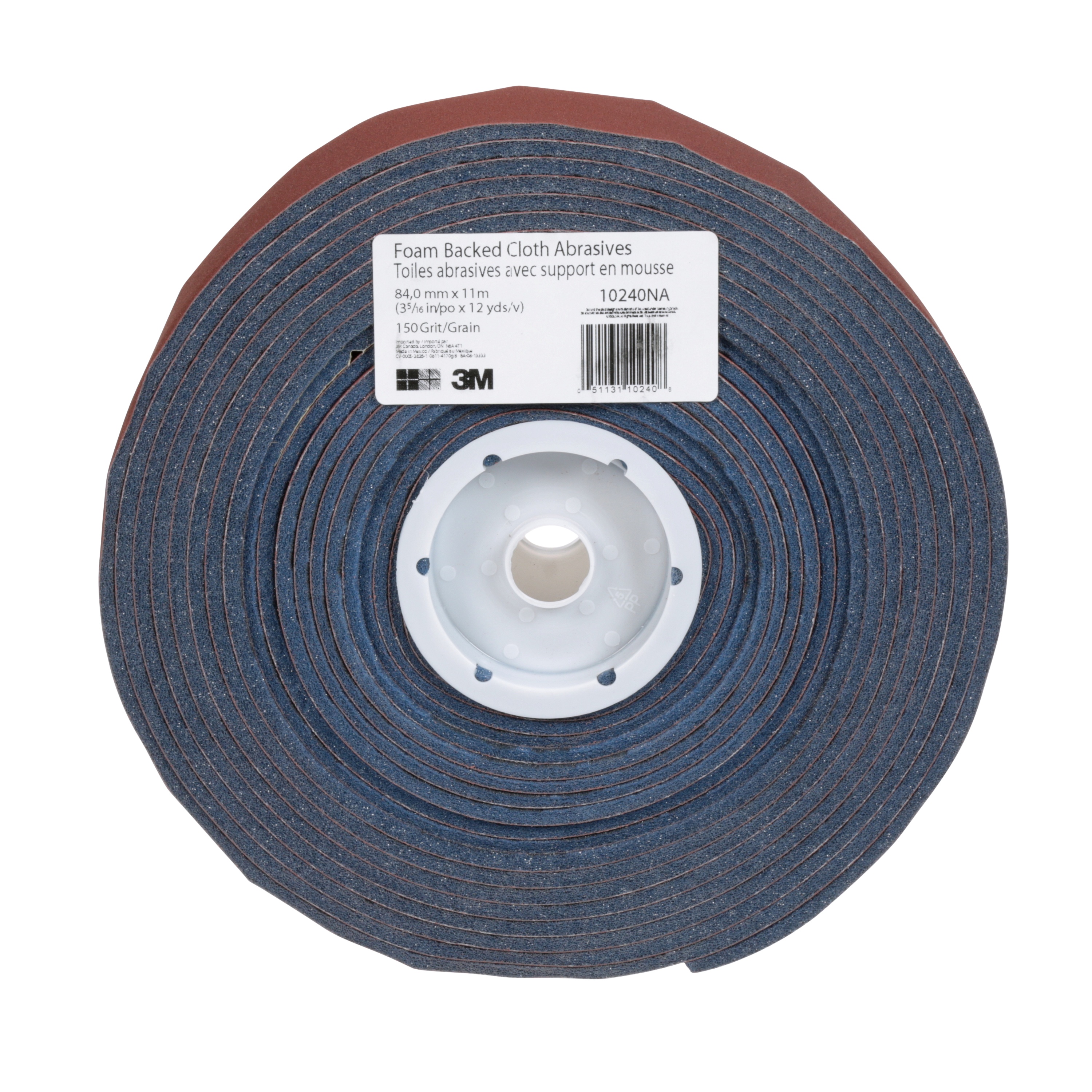 Toiles abrasives pour cloisons sèches avec support en mousse 10240NA 3M(MC), grain 150, 3 5/16 po x 12 v, 5 rouleaux/caisse