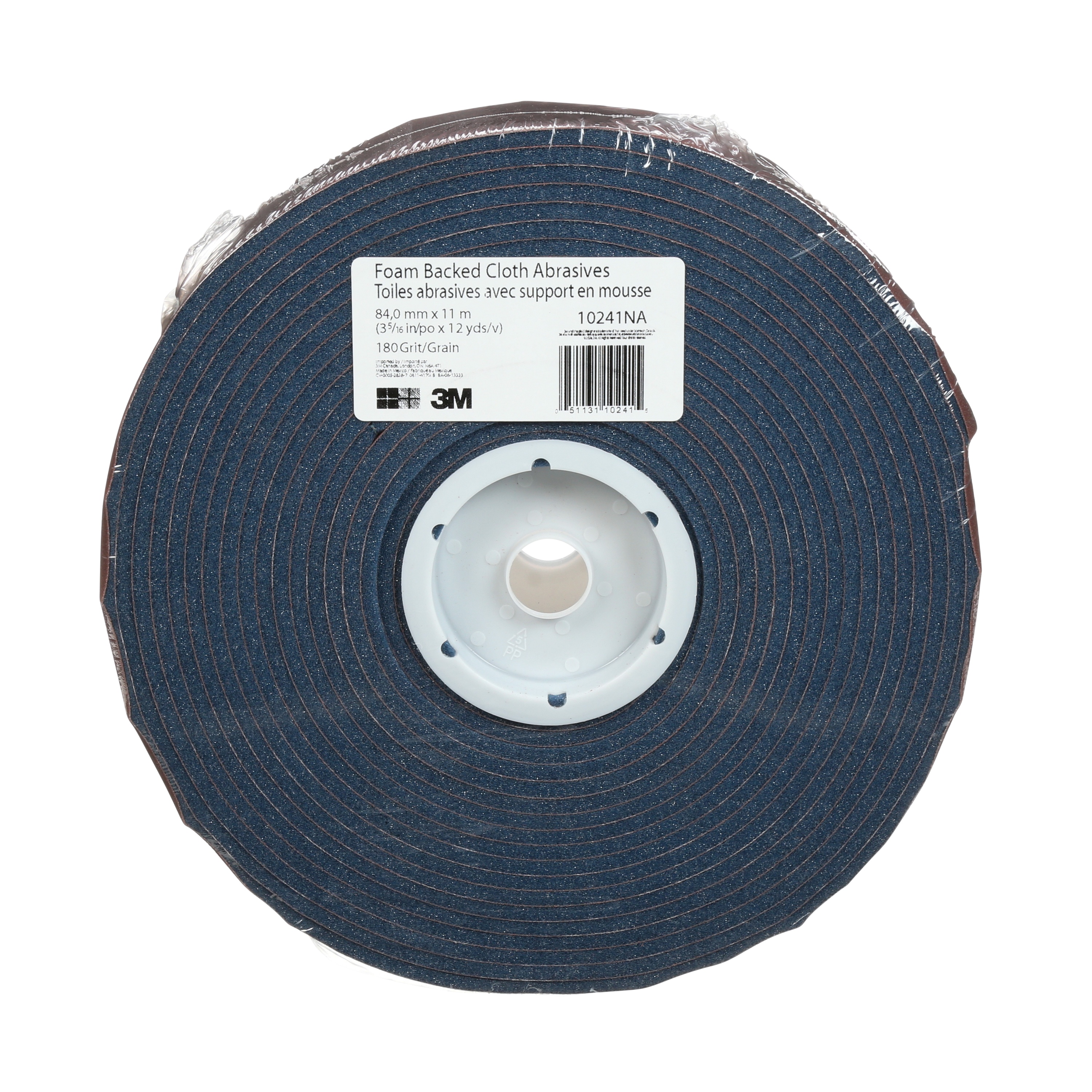 Toiles abrasives pour cloisons sèches avec support en mousse 10241NA 3M(MC), grain 180, 3 5/16 po x 12 v, 5 rouleaux/caisse