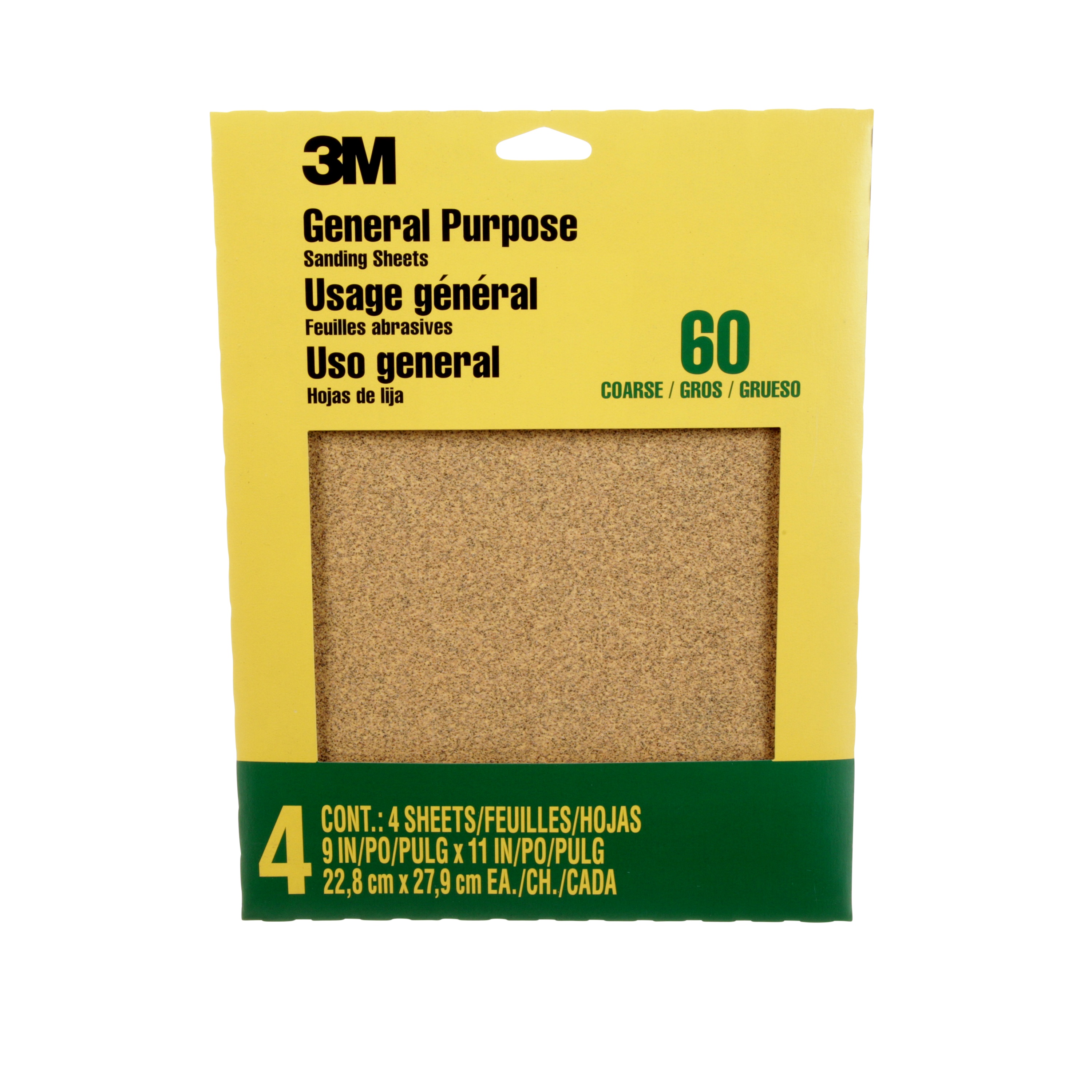 Papier abrasif à l’oxyde d’aluminium grossier 3M(MC), 9003NA, 9 po × 11 po, 4 par paquet