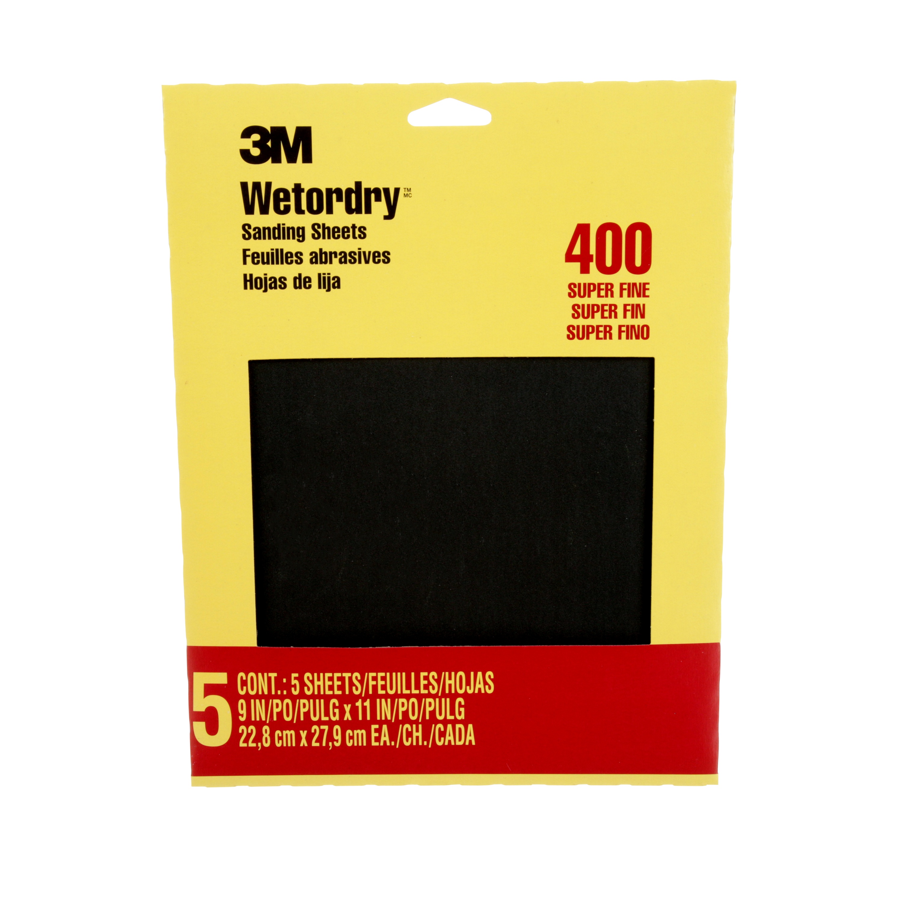 Feuilles abrasives Wetordry(MC) 3M(MC) 9085NA, 9 po × 11 po, grain 400, 5 feuilles par paquet, 10 paquets par boîte, 50 paquets par carton